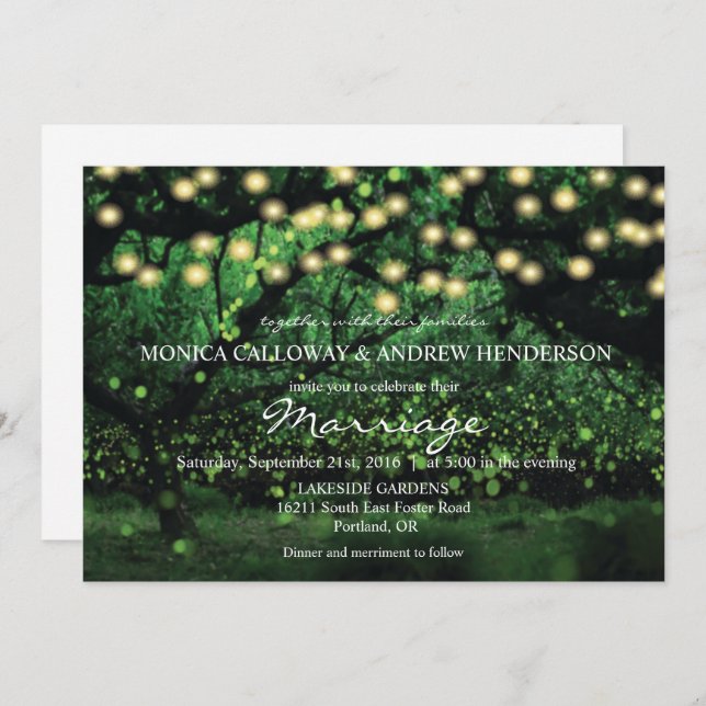 Enchanted Forest Fairy Lights Wedding Invitation (Front/Back)