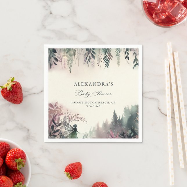 Enchanted Forest Fairy Mountains Baby Shower Napkin (Insitu)