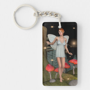 Enchanted Forest Fairy Mushroom Fantasy Art Key Ring