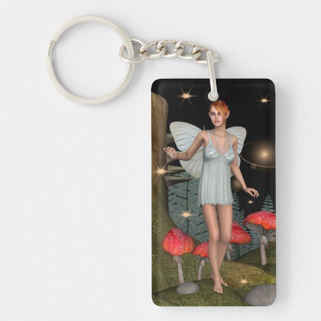Enchanted Forest Fairy Mushroom Fantasy Art Key Ring (Front)