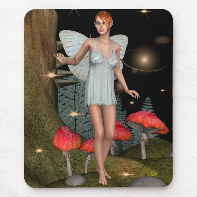 Enchanted Forest Fairy Mushroom Fantasy Art Mouse Pad (Front)