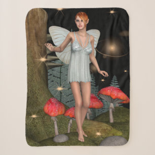 Enchanted Forest Fairy Mushroom Fantasy Art Sherpa Blanket