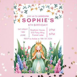 Enchanted Forest Fairy Princess Birthday Invitation