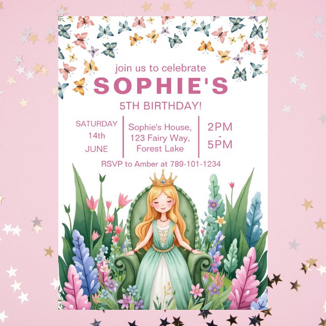 Enchanted Forest Fairy Princess Birthday Invitation (Enchanted Forest Fairy Princess Birthday Invitation
)