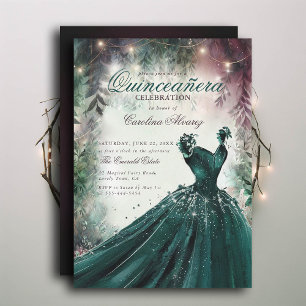 Enchanted Forest Fairy Princess Mauve Quinceanera Invitation