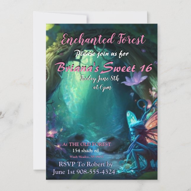 Enchanted Forest Fairy Sweet 16 Invitation (Front)