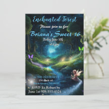 Enchanted Forest Fairy Sweet 16 Invitations