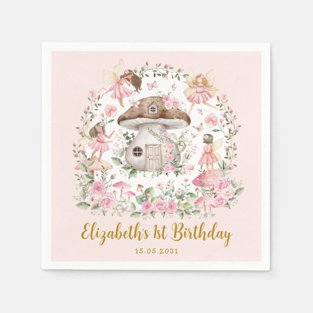 Enchanted Forest Fairy Tea Party Girls Birthday Napkin (Front)
