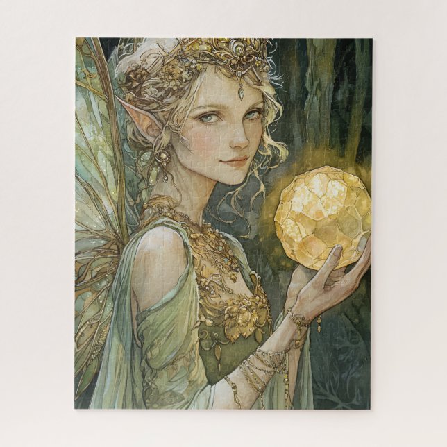 Enchanted Forest Fairy With Crystal Ball Jigsaw Puzzle (Vertical)