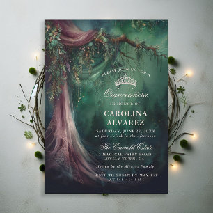 Enchanted Forest Fairytale Magical Quinceañera Invitation