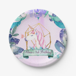 Enchanted Forest Fantasy Magical Unicorn Party Paper Plate