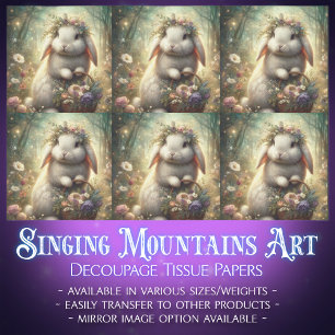 Enchanted Forest Floral Fantasy Rabbit Decoupage Tissue Paper