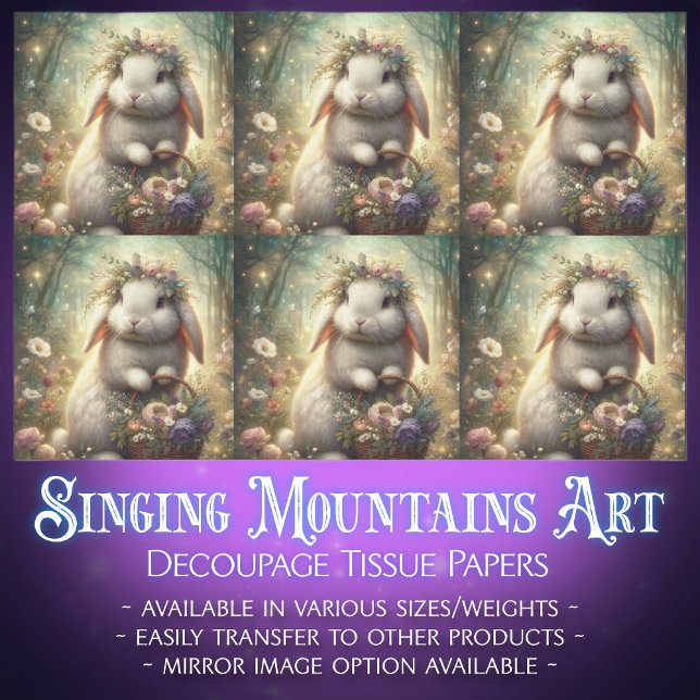 Enchanted Forest Floral Fantasy Rabbit Decoupage  Tissue Paper (Creator Uploaded)