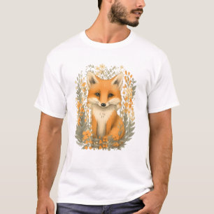Enchanted Forest Fox Among Wildflowers T-Shirt
