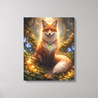 Enchanted forest fox glow canvas print