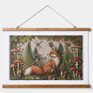 Enchanted Forest Fox Wood Topped Wall Tapestry