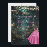 Enchanted Forest Fuchsia Pink Dress Quinceañera 16 Save The Date<br><div class="desc">Personalise this enchanting enchanted forest / starry night Quinceañera / Sweet 16 birthday save the date easily and quickly. Simply click the Edit Using Design Tools button to further edit the text, change font styles and font colours. Featuring a girl dressed in a fuchsia hot pink dress and an enchanted...</div>