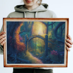 Enchanted Forest Garden   Digital Art Poster