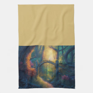 Enchanted Forest Garden    Digital Art Tea Towel