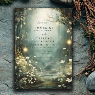 Enchanted Forest Garden Path Green Wedding Invitation