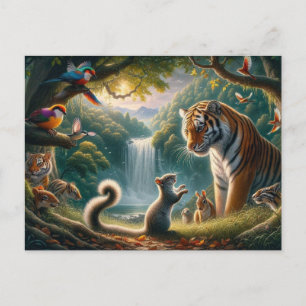 Enchanted Forest Gathering Painting Postcard