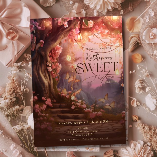  Enchanted Forest Glow Fantasy Woodland Sweet 16 Invitation (Enchanted Forest Glow Fantasy Woodland Sweet 16 Invitation)