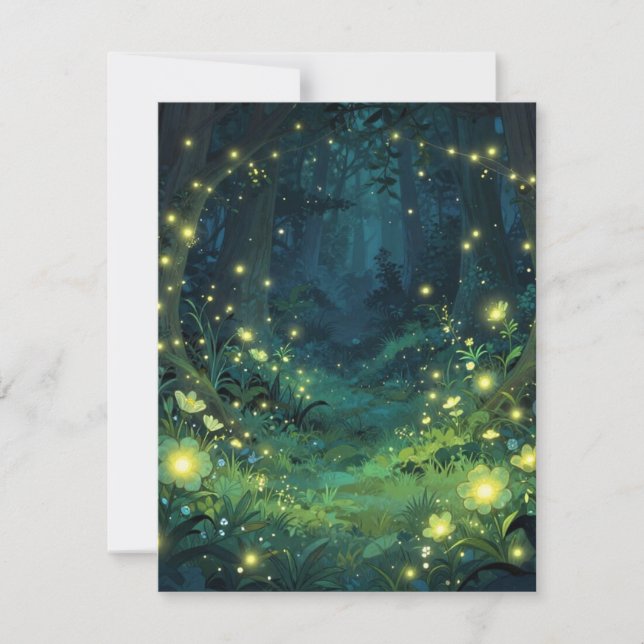 Enchanted Forest Glow Magical Night RSVP Card (Front)