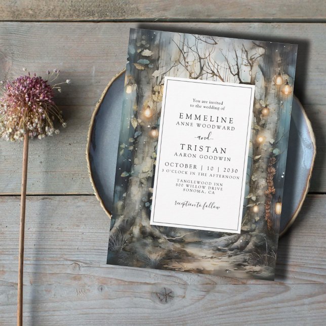 Enchanted Forest Glowing Lights Wedding Invitation (Creator Uploaded)