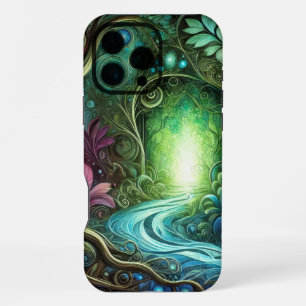Enchanted Forest Glowing Portal Flowing River iPhone 16 Pro Max Case