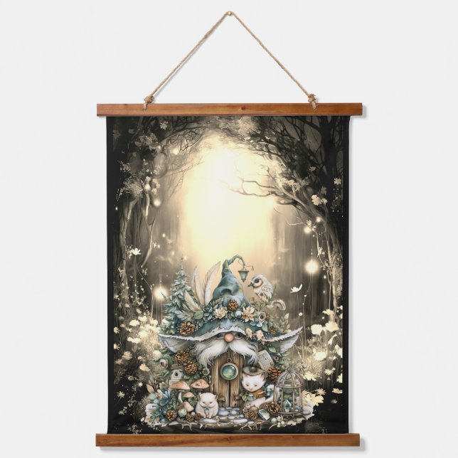 Enchanted Forest Gnome Woodland Animals Hanging Tapestry (Front)