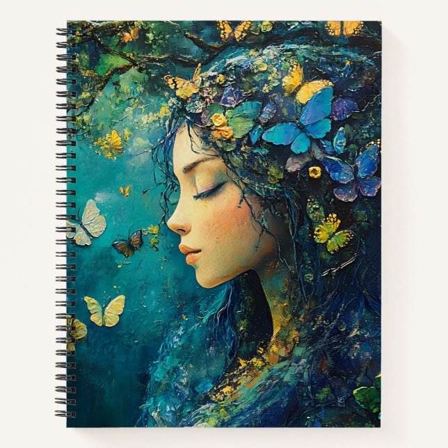 Enchanted Forest Goddess with Butterflies (1) Notebook (Front)