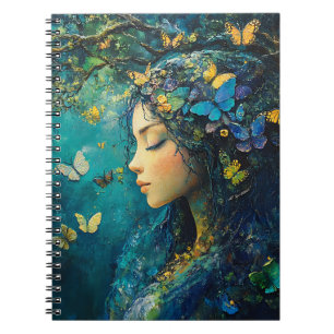 Enchanted Forest Goddess with Butterflies (1) Notebook