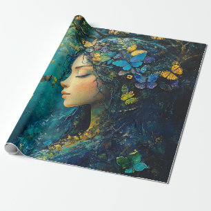 Enchanted Forest Goddess with Butterflies (1) Wrapping Paper