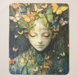 Enchanted Forest Goddess with Butterflies (2) Sherpa Blanket