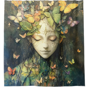 Enchanted Forest Goddess with Butterflies (2) Shower Curtain