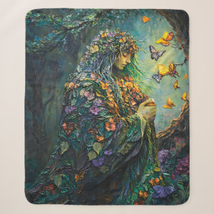 Enchanted Forest Goddess with Butterflies (3) Sherpa Blanket