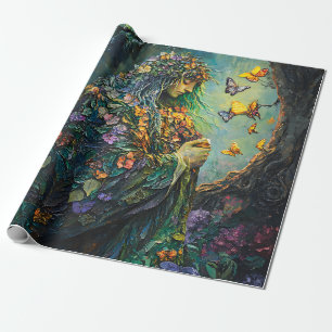 Enchanted Forest Goddess with Butterflies (3) Wrapping Paper