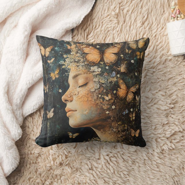 Enchanted Forest Goddess with Butterflies (4) Cushion (Blanket)