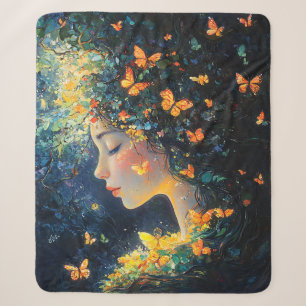 Enchanted Forest Goddess with Butterflies (5) Sherpa Blanket