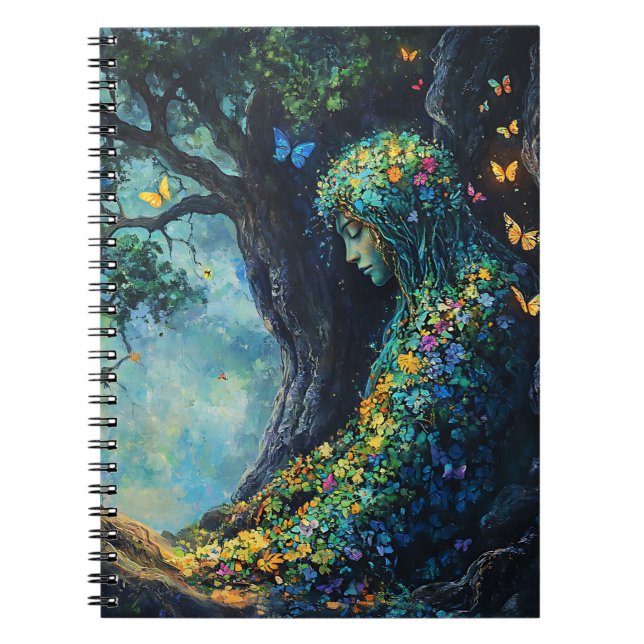 Enchanted Forest Goddess with Butterflies (6) Notebook (Front)