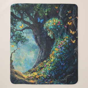 Enchanted Forest Goddess with Butterflies (6) Sherpa Blanket