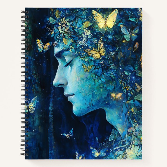 Enchanted Forest Goddess with Butterflies (7) Notebook (Front)