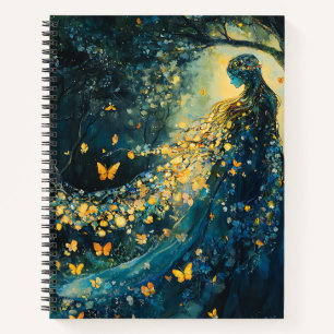 Enchanted Forest Goddess with Butterflies (8) Notebook