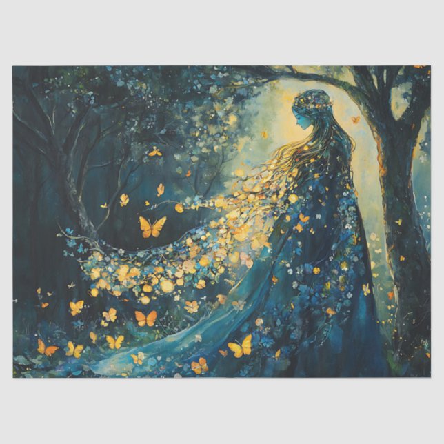 Enchanted Forest Goddess with Butterflies (8) Tissue Paper (Front)