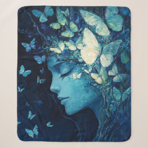 Enchanted Forest Goddess with Butterflies (9) Sherpa Blanket