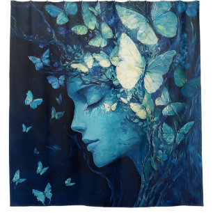 Enchanted Forest Goddess with Butterflies (9) Shower Curtain