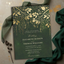 Enchanted Forest Gold Foliage Hunter Green Wedding