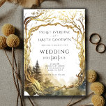 Enchanted Forest Gold Portal Wedding Invitation<br><div class="desc">Enchanted portal to a magical forest wedding theme,  for a mystical fantasy style wedding invitation. Watercolor forest and vines portal. Gold on the back side of the invite.</div>