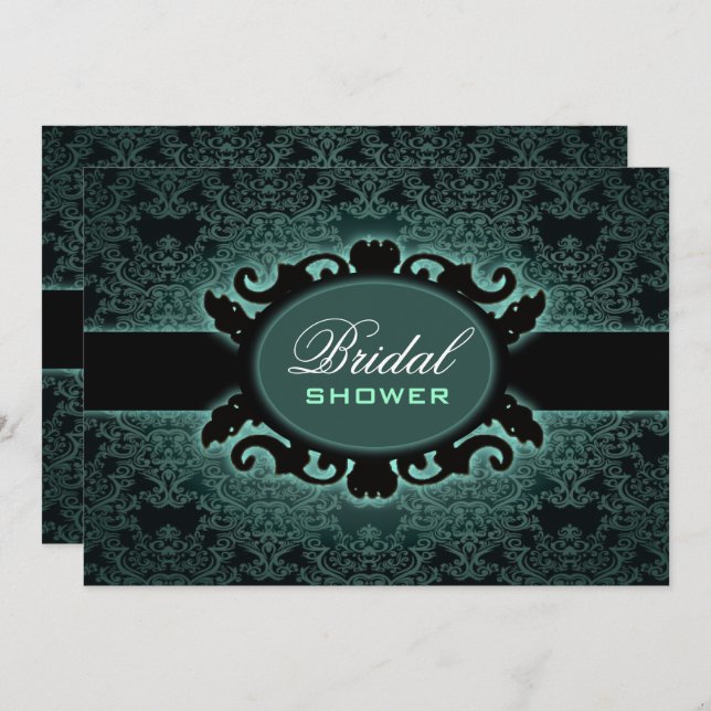 Enchanted Forest Green Gothic Bridal Shower Invitation (Front/Back)