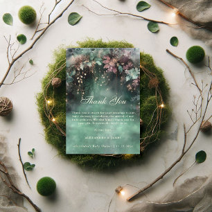 Enchanted Forest Greenery Arch Magical Baby Shower Thank You Card